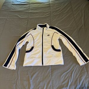 Nike White and Black Zip-Up Jacket